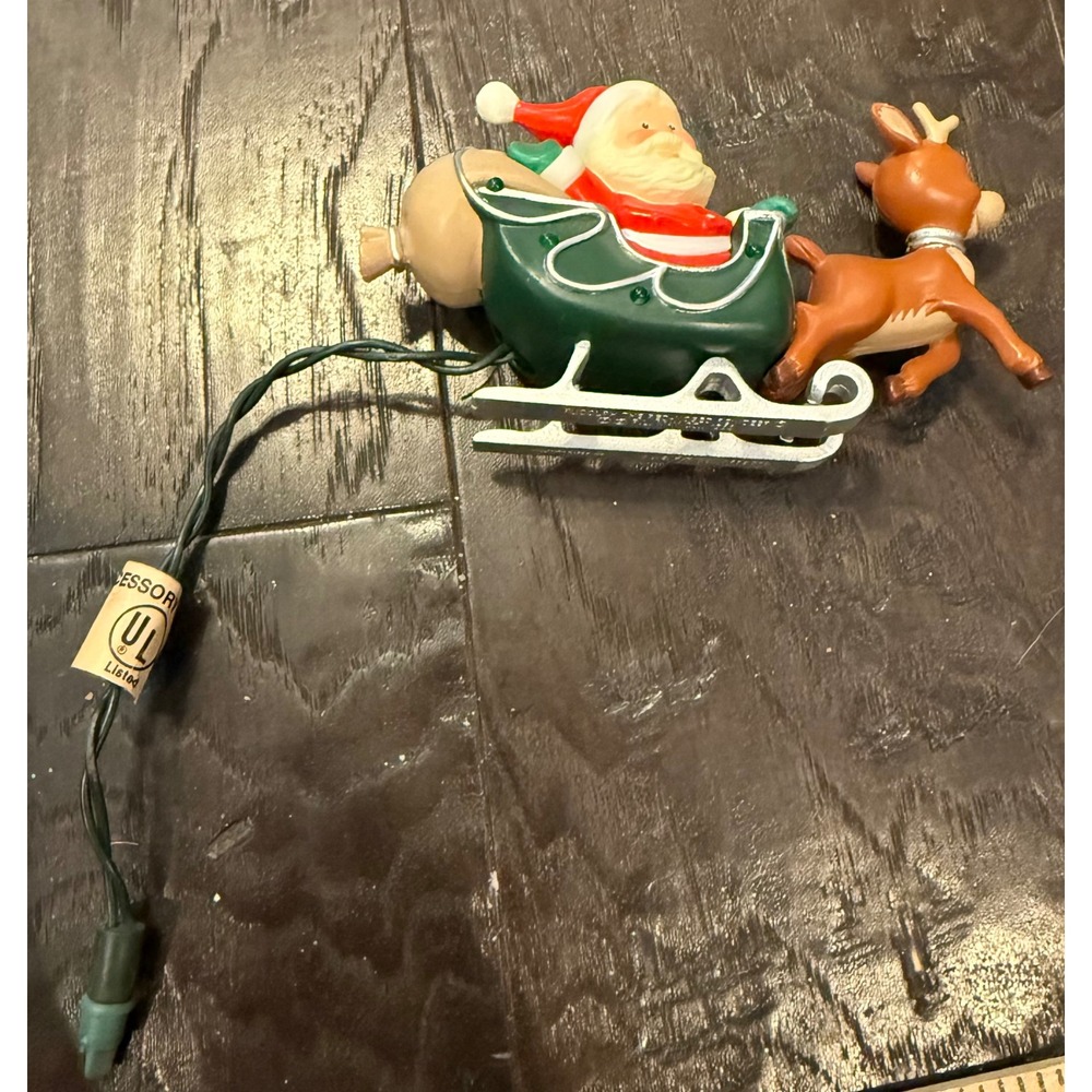 Hallmark Christmas Ornament 1989 Rudolph Santa Sleigh Magic Light Motion